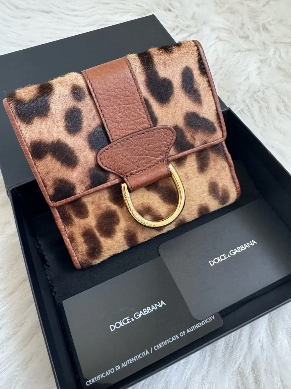 Dolce & Gabbana Leopard Calf Hair Leather Wallet